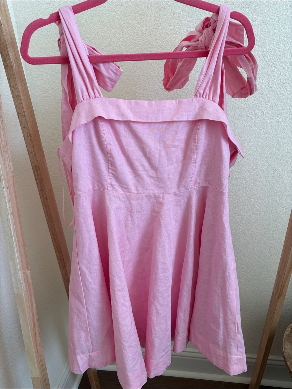 Tie-Shoulder Light Pink Mini Dress